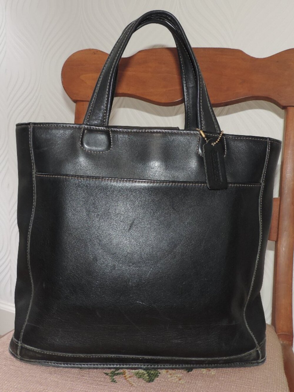COACH Bleeker Book Tote Black Leather Y2K Vintage Style #9314